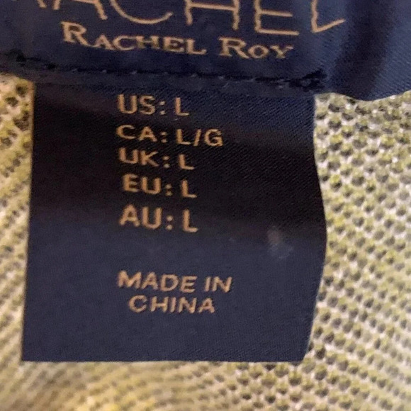 Rachel Roy Women's Plaid Check Rayon 3 Button Long Sleeve Jacket Size L - Picture 8 of 13